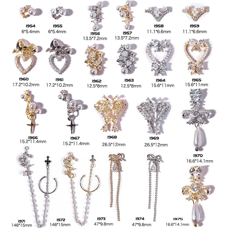 Có Sẵn Bán Sỉ Phụ Kiện Trang Trí Móng Tay Hình Bướm retro Đính Ngọc Trai Zircon Ngọc Trai Giả Phối Tua Rua Màu Sắc Cao Cấp