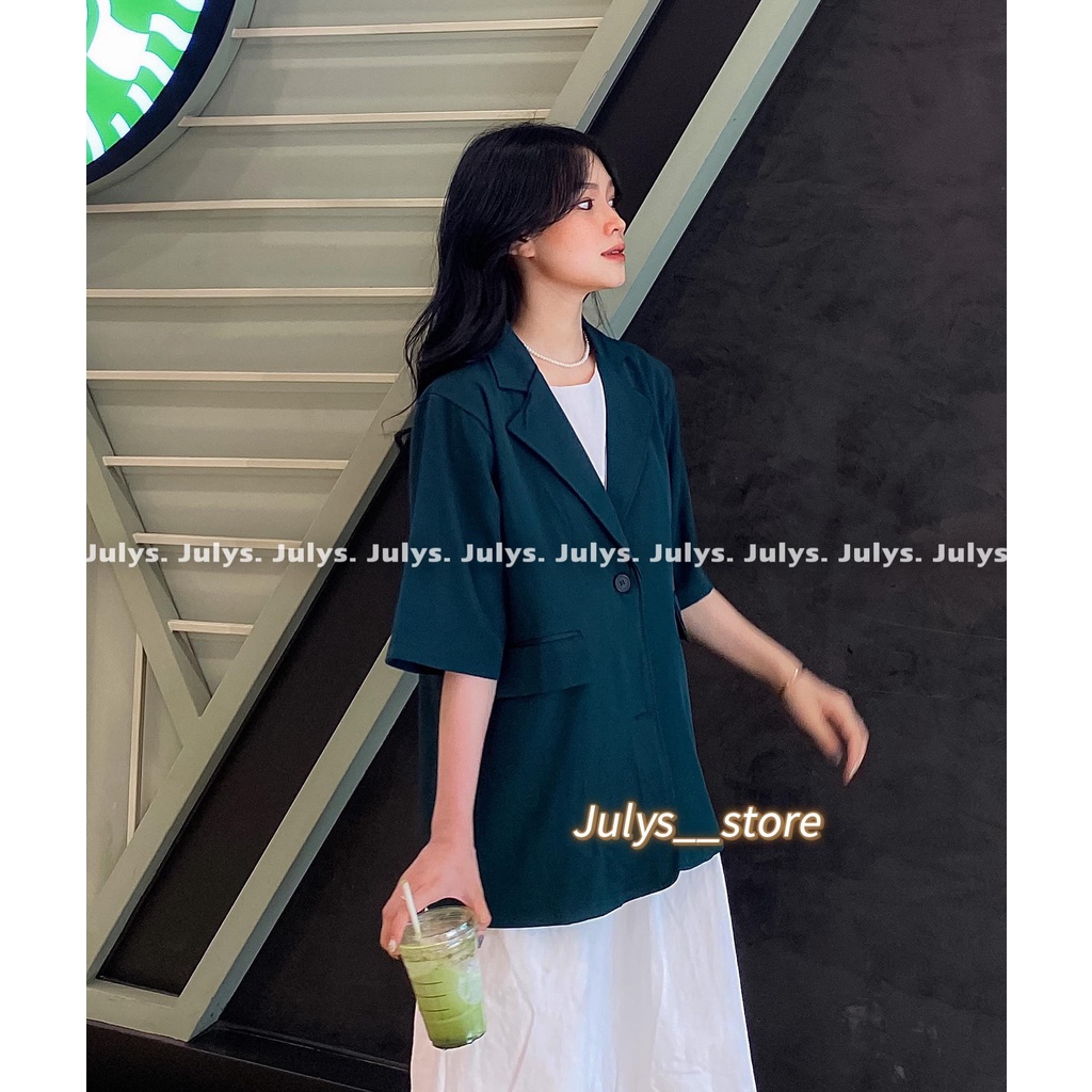 Áo blazer tay cộc 1 lớp nắp túi Julys (ảnh thật kèm video)