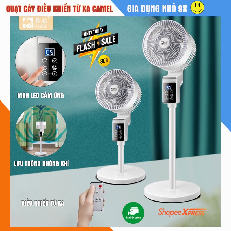 Quạt cây đứng Camel quay 360 độ, quạt lưu thông không khí điều khiển từ xa, màn hình cảm ứng, công suất 50W - BH 1 năm
