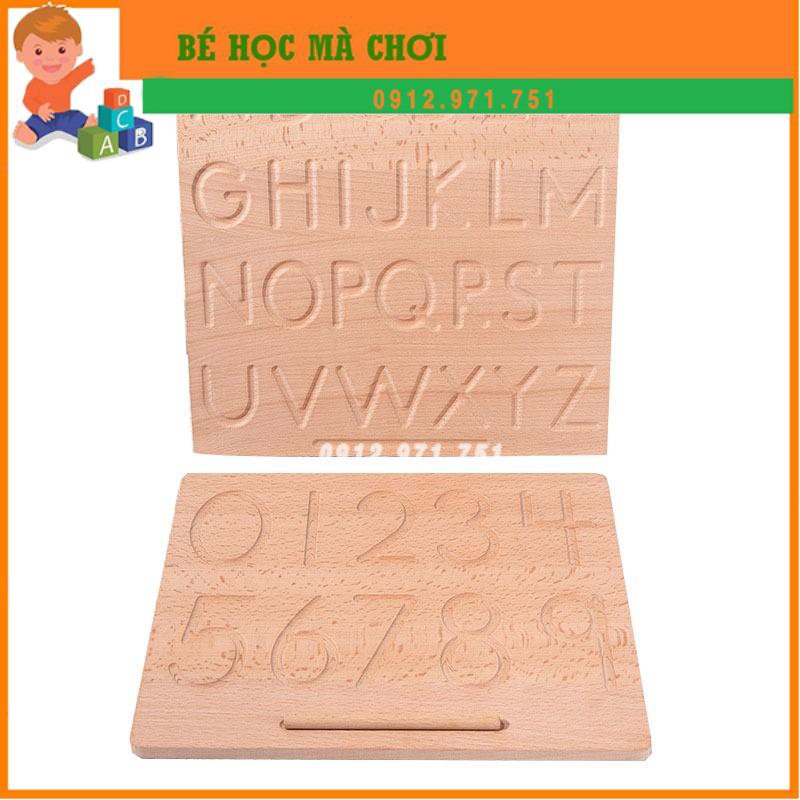 Giáo cụ Montessori - Bộ Đồ Chữ tập viết theo nét Chữ Cái Và Số Bằng Gỗ