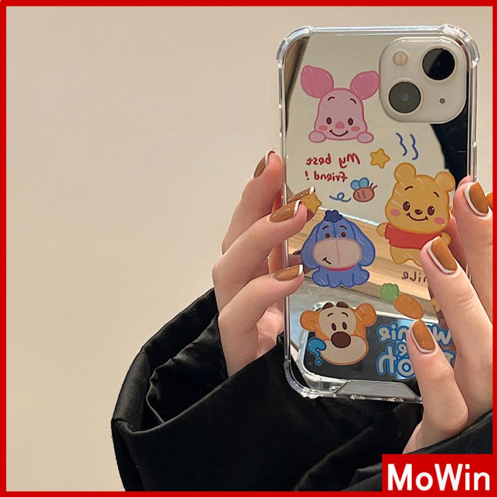 Ốp điện thoại acrylic tráng gương hoạt hình túi khí chống sốc thích hợp cho iPhone 11 13 Pro Max 12 Pro Max 7 Plus XR
