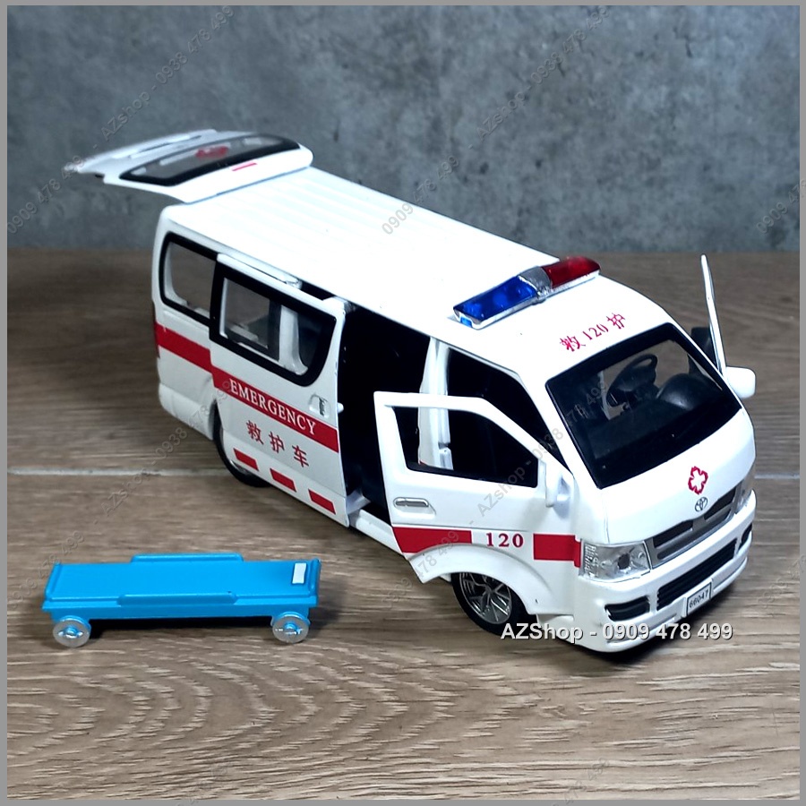 Xe Mô Hình Kim Loại Xe Cấp Cứu Toyota Hiacce Kèm Băng Ca - Tỉ Lệ 1:32 -9993