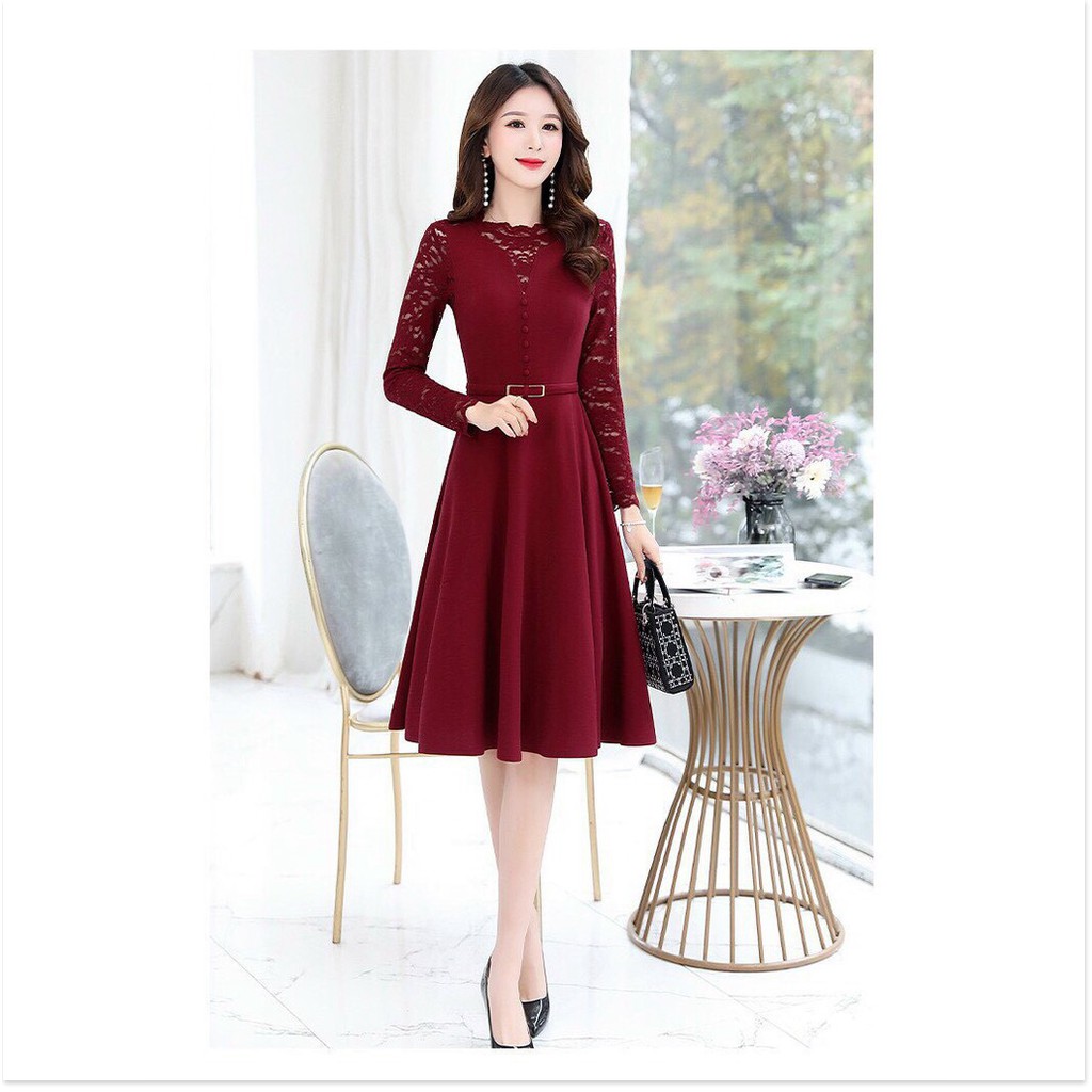 Đầm poly 2 da phối ren tay dài cực sang trọng , tôn dáng cho các nàng THỜI TRANG MỚI NHẤT HIỆN NAY