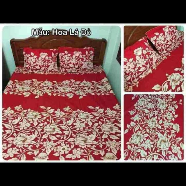 Bộ chăn ga gối poly trần bông phủ 3 vế