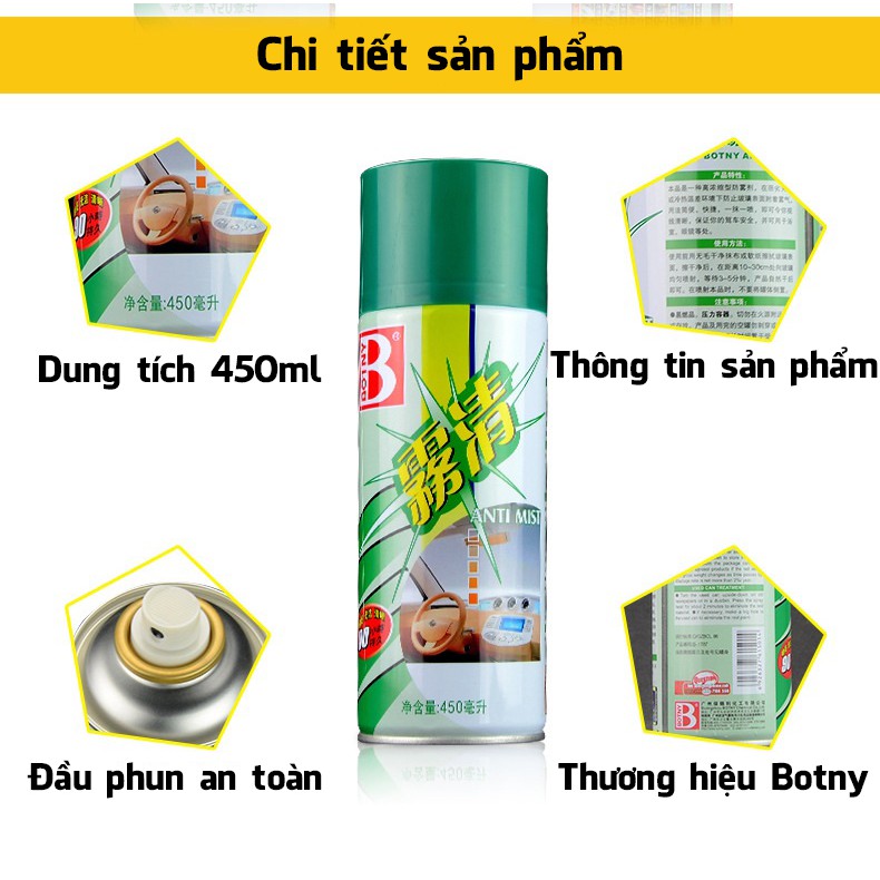 Nước lau kính đặc biệt cho ô tô Botny B-1787 dung tích 450ml