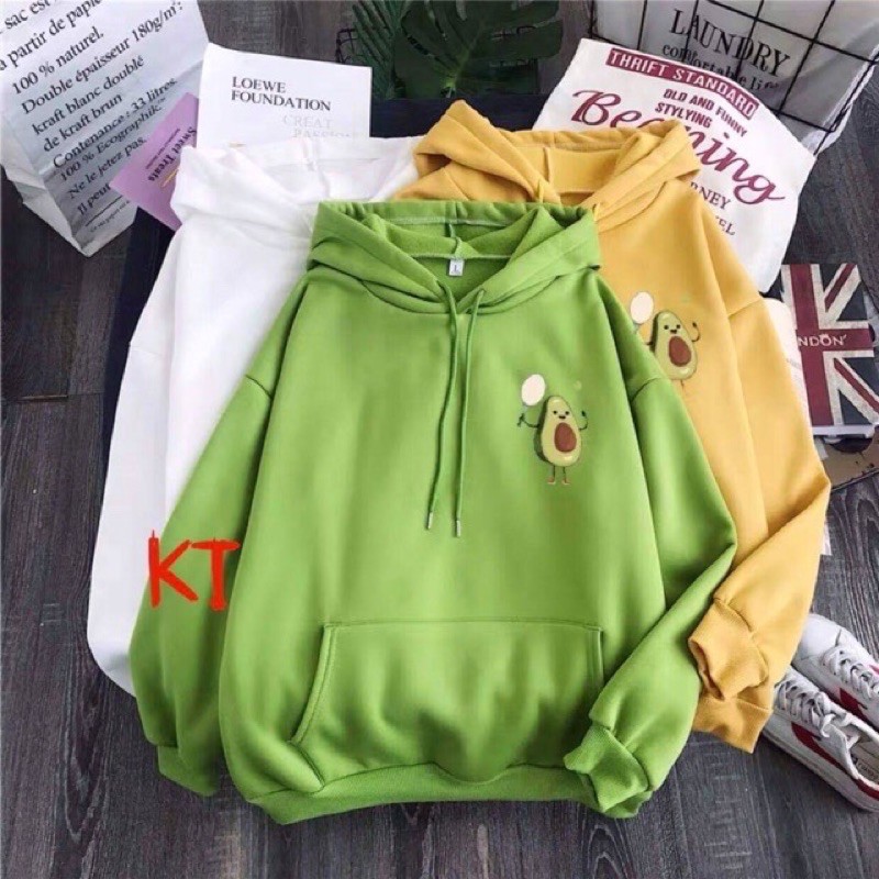 áo hoodie nỉ bông logo quả bơ