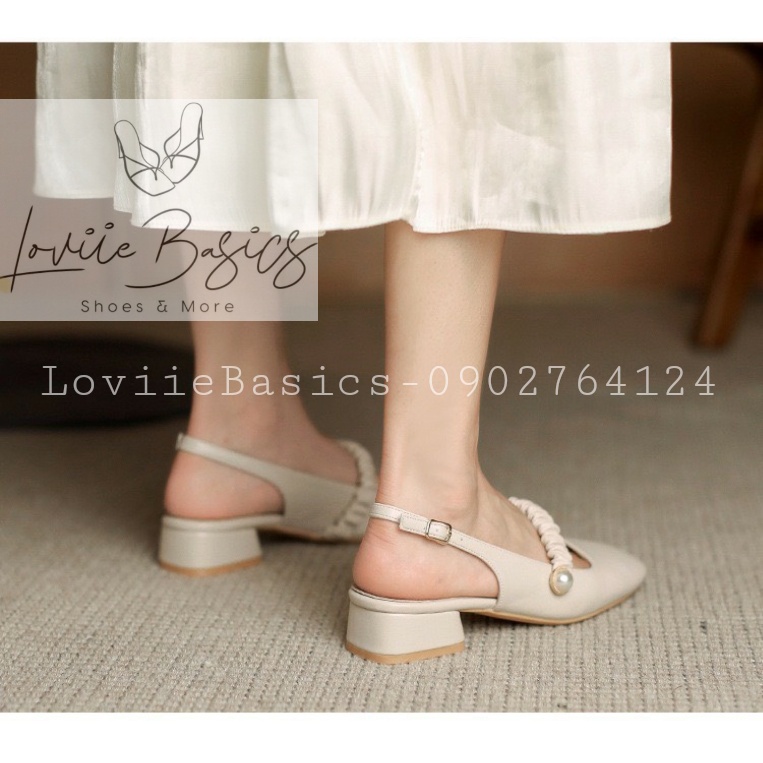 GIÀY SỤC LOVIIE BASICS - SANDAL BÍT MŨI GÓT VUÔNG 3CM - GIÀY MŨI NHỌN DÂY NGANG ĐÍNH NGỌC G211125