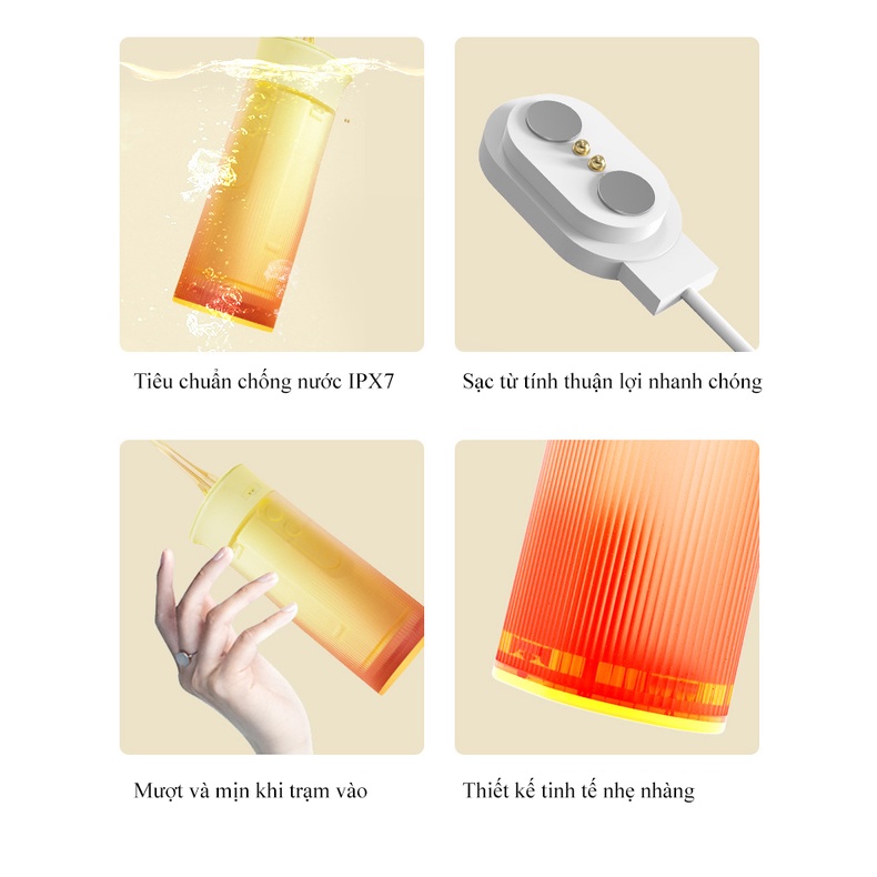 Tăm Nước Tích Hợp Pin Tuổi Thọ 90 Ngày Có 3 Chế Độ Chăm Sóc Răng Giúp Giảm 98% Mảng Bám Thức Ăn Bảo Vệ Lợi