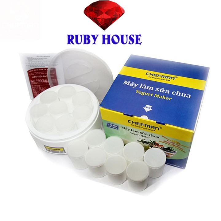 Máy làm sữa chua 8 cốc nhựa Chefman CHÍNH HÃNG, máy ủ sữa chua lựa chọn số 1 của các bà mẹ-Ruby House