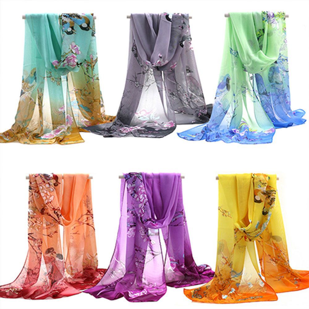 BLISS Fashion Scarves Floral Pashmina Beach Women Chiffon Wrap Summer Printed Casual Long/Multicolor