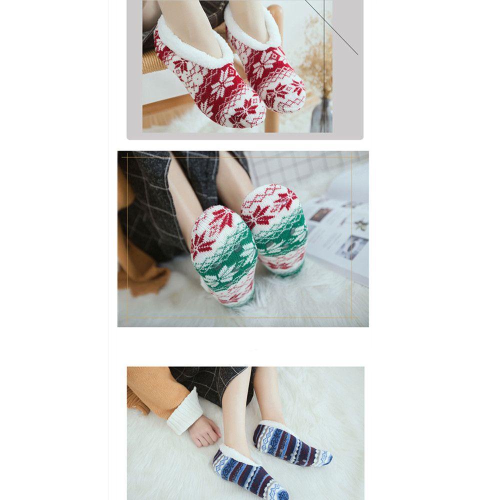 Vớ Thuyền Giữ Ấm Thoáng Khí Chống Trượt Họa Tiết Tuần Lộc Giáng Sinh Thời Trang Mùa Đông