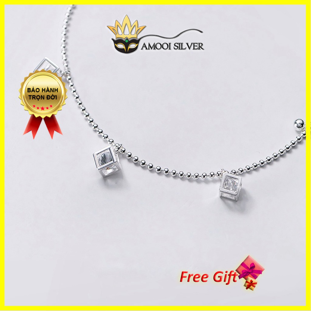 Lắc Chân Bạc Xí Ngầu Dây Bi - Vòng Chân Bạc Hàn Quốc - Lắc Chân Bạc S925 Sáng Đẹp - AMOOI SILVER