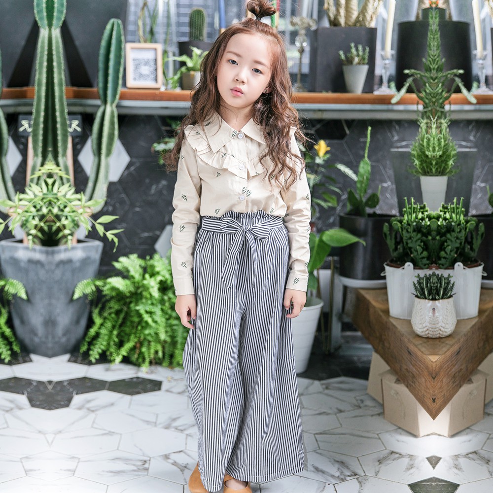 Quần Dài Sanlutoz Vải Mềm Họa Tiết Sọc Thời Trang Cho Bé Gái