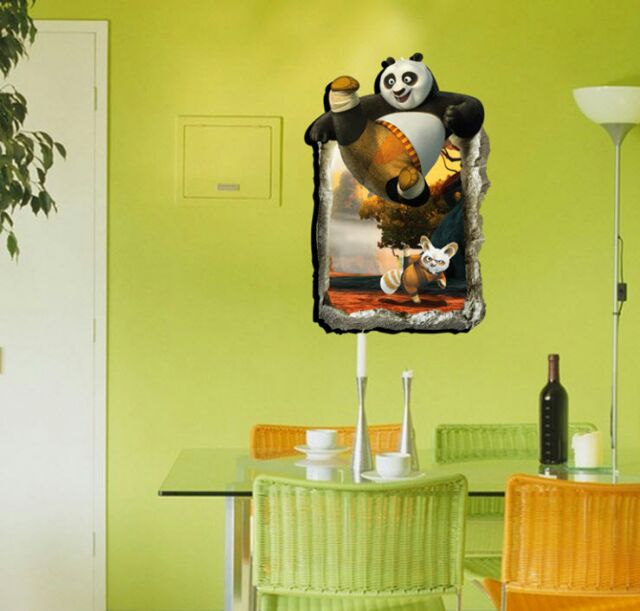Giấy dán tường 3D Kungfu Panda gấu trúc