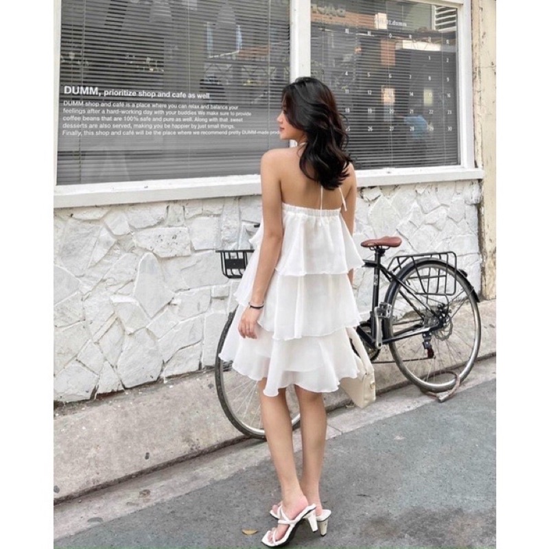 Đầm Váy cổ yếm 3 tầng