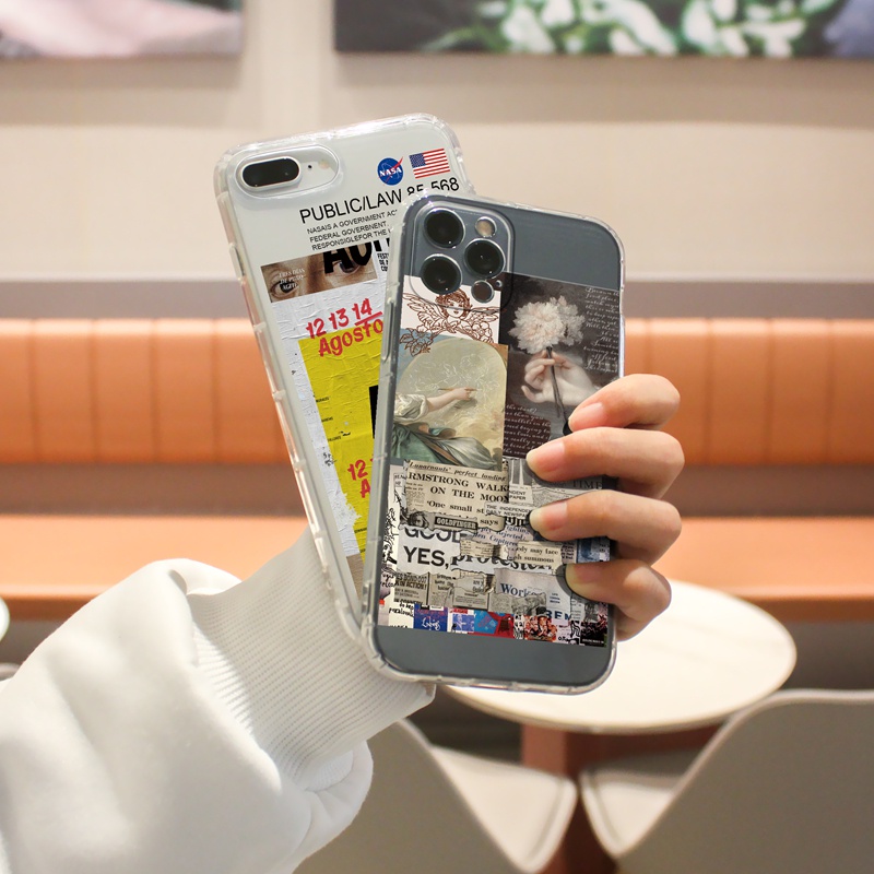 Ốp điện thoại Suntaiho TPU trong suốt báo chí khung vuông cho IPhone 13 12 11 Pro Max X Xs Max XR 8 7 6 6S Plus