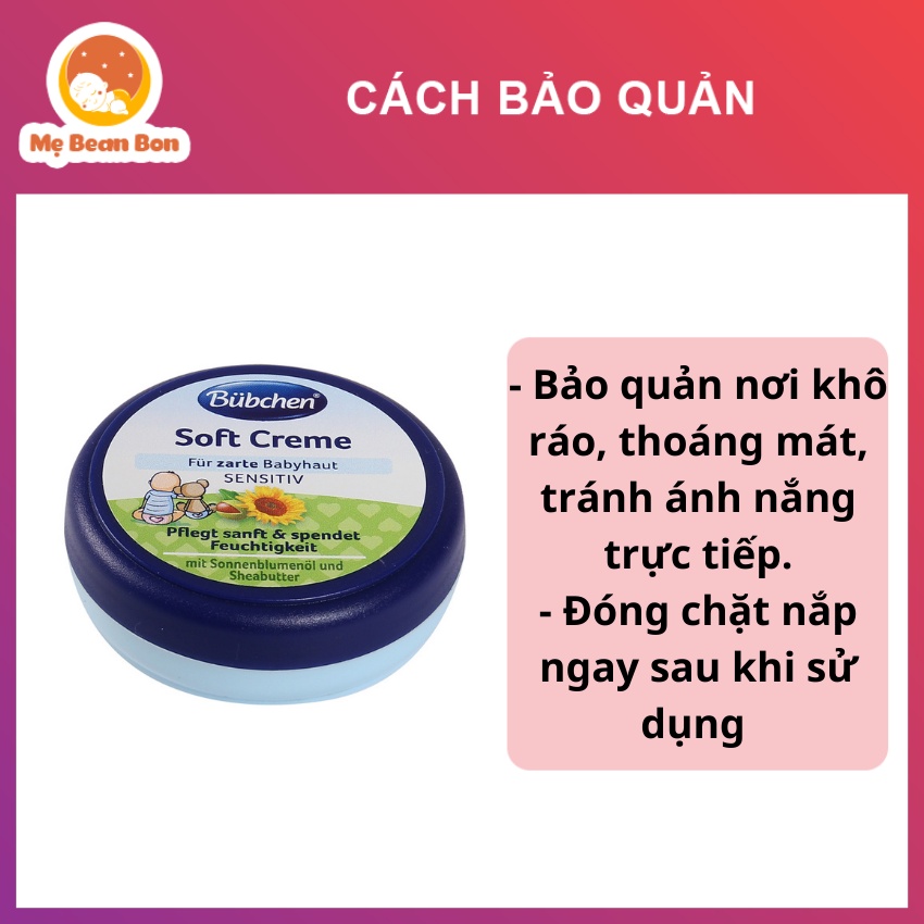 Kem Nẻ cho bé Bubchen Soft Creme Đức 20ml Cho bé từ sơ sinh dưỡng ẩm ngăn nẻ làm lành da bị tổn thương giúp da mịn màng