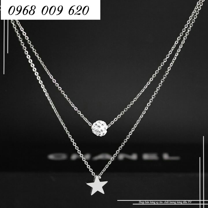 Dây chuyền inox 2 tầng hạt châu ngôi sao