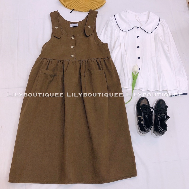 Váy yếm nhung 3 khuy 2 túi
