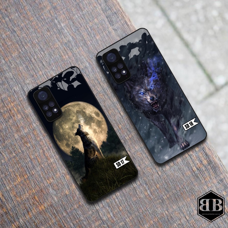 Ốp lưng kính cường lực Xiaomi Redmi Note 11 4G / Redmi Note 11S các mẫu sói đẹp ,ngầu