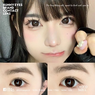 Lens Kính Áp Tròng BUNNY EYES CHOCO 14.5mm Nâu Giãn To Đủ Độ Từ 0 Đến 6 Size L