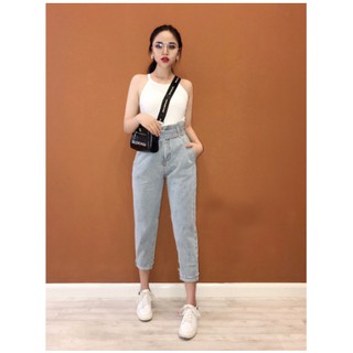 Quần baggy màu nhạt quần baggy bò ,quần baggy nữ jean cạp cao ,cá tính chất jean dày dặn ,hình thật shop chụp