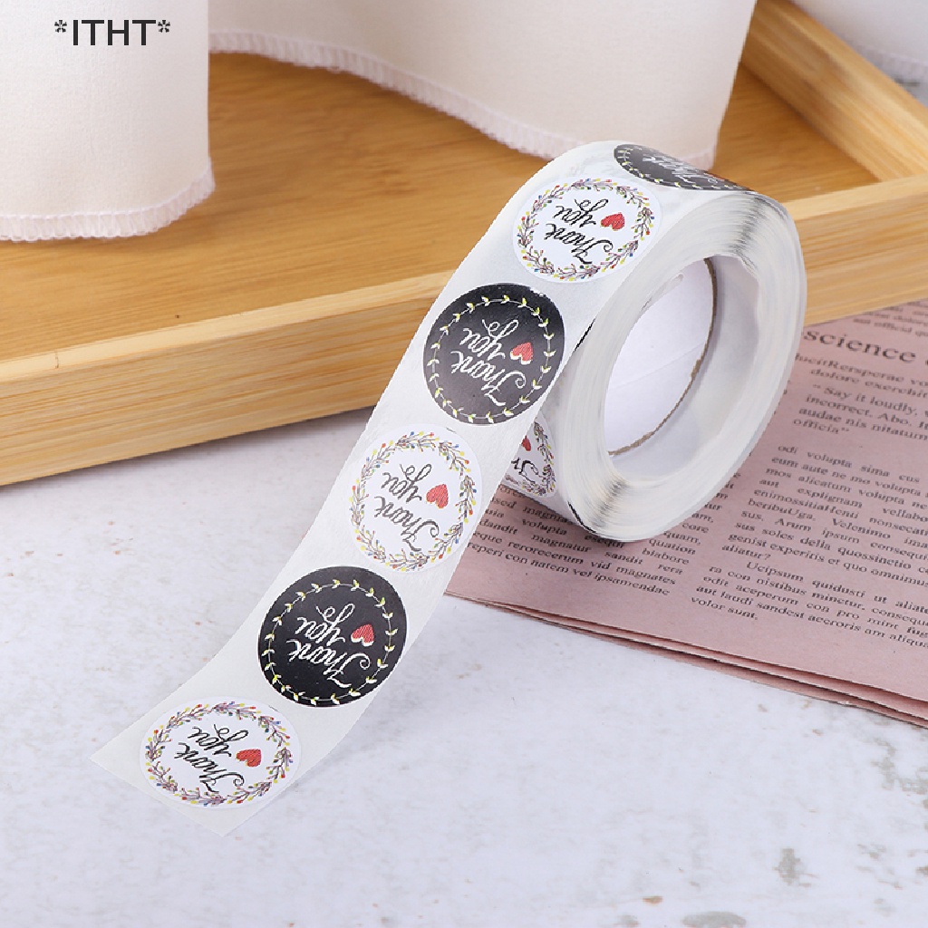 Cuộn 500 Miếng Dán Niêm Phong Bao Thư In Chữ Thank You Độc Đáo Tiện Dụng