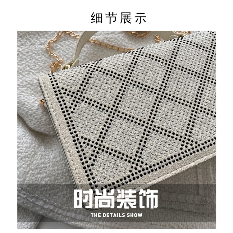 Túi Đeo JASMIN NOIR Chéo Vai Đính Kim Cương Giả Họa Tiết Kẻ Ô Cho Nữ