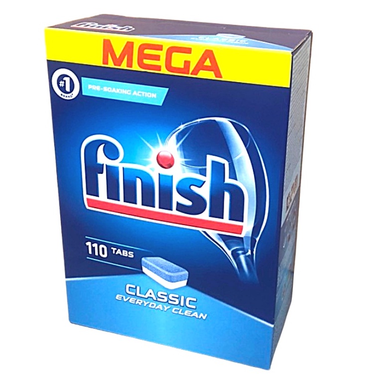 Combo rửa bát Finish: Hộp Classic 110 Viên, Muối 1.5kg, Nước làm bóng 400ml - Chính Hãng.