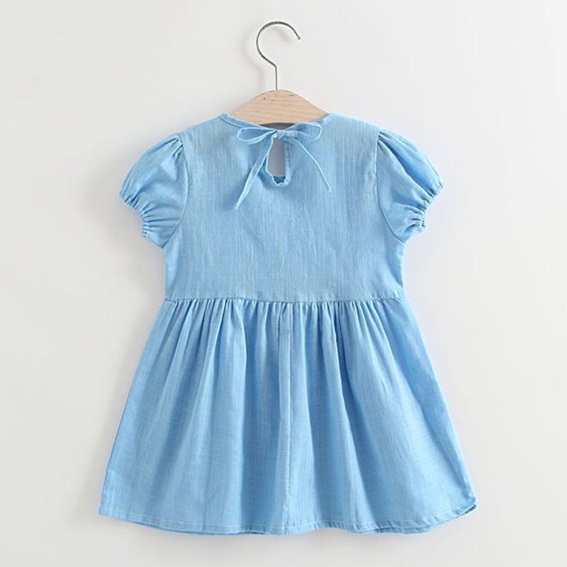 Đầm Bé Gái Tay Phồng Phối Ren