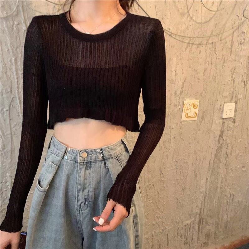 Áo croptop dài tay SuzaHouse cao cấp cho nữ phong cách Hàn Quốc nhiều màu