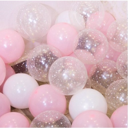 Set Bong Bóng Trong Suốt In Sao Và Bong Bóng Nhũ Trang Trí Sinh Nhật Happy Birthday Siêu Hot 2022
