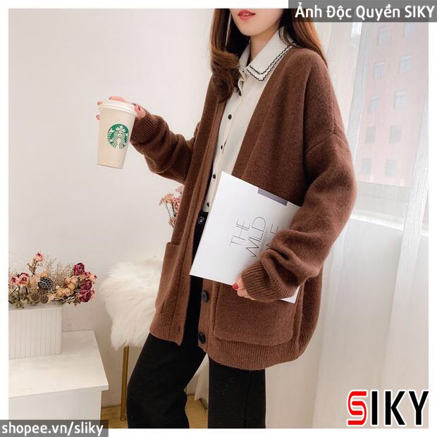 Áo Khoác Cardigan Len Dệt Kim Cổ Chữ V Màu Trơn Xinh Xắn Cho Nữ | BigBuy360 - bigbuy360.vn