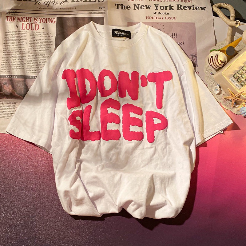 Áo thun COZOK ngắn tay dáng rộng in chữ cá tính trẻ trung