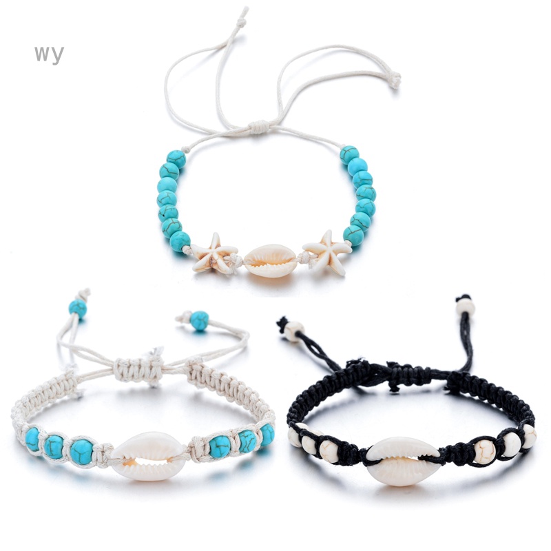Vòng Tay Chuỗi Hạt Đá Vỏ Sò Tự Nhiên Handmade Đơn Giản Có Thể Điều Chỉnh