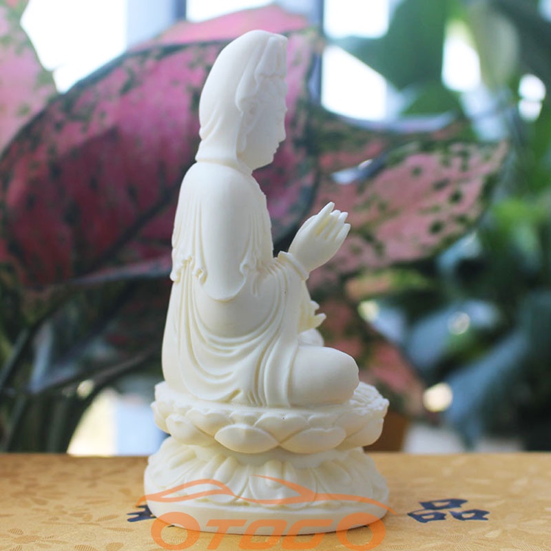 Set Tượng Phật Quan Âm Để Xe Ô Tô Bằng Ngọc Ngà