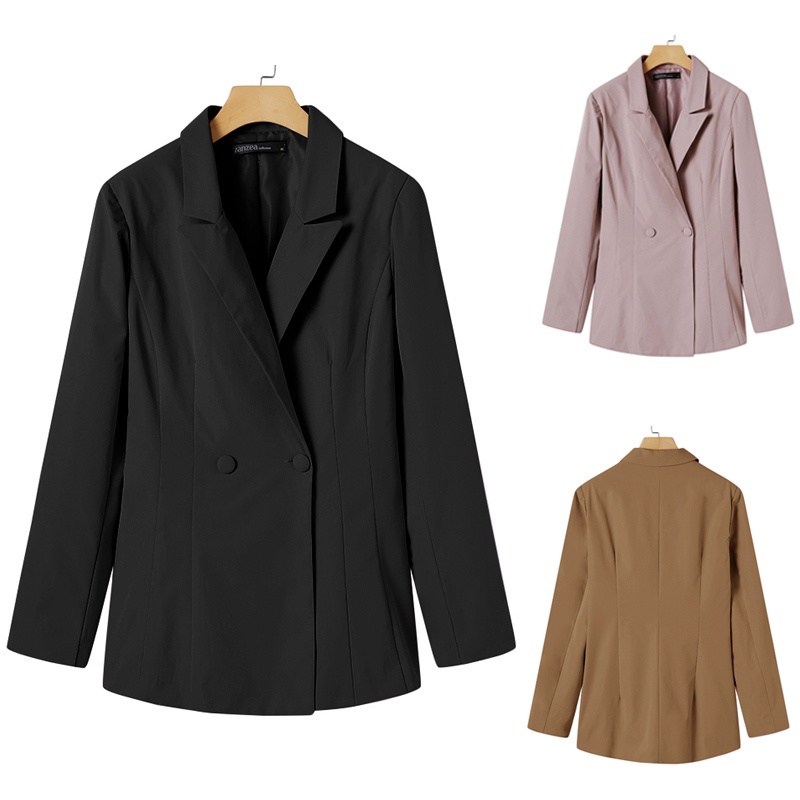 Áo khoác blazer ZANZEA tay dài cổ lật phối nút ôm eo thời trang công sở dành cho nữ
