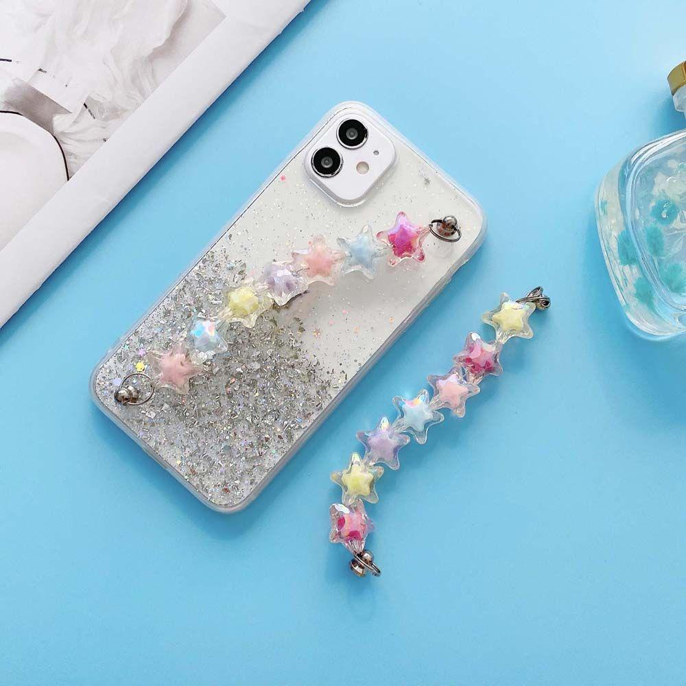 Ốp Điện Thoại Bằng Acrylic Hình Ngôi Sao Năm Cánh Chống Rơi Phối Dây Xích Treo Trang Trí Điện Thoại