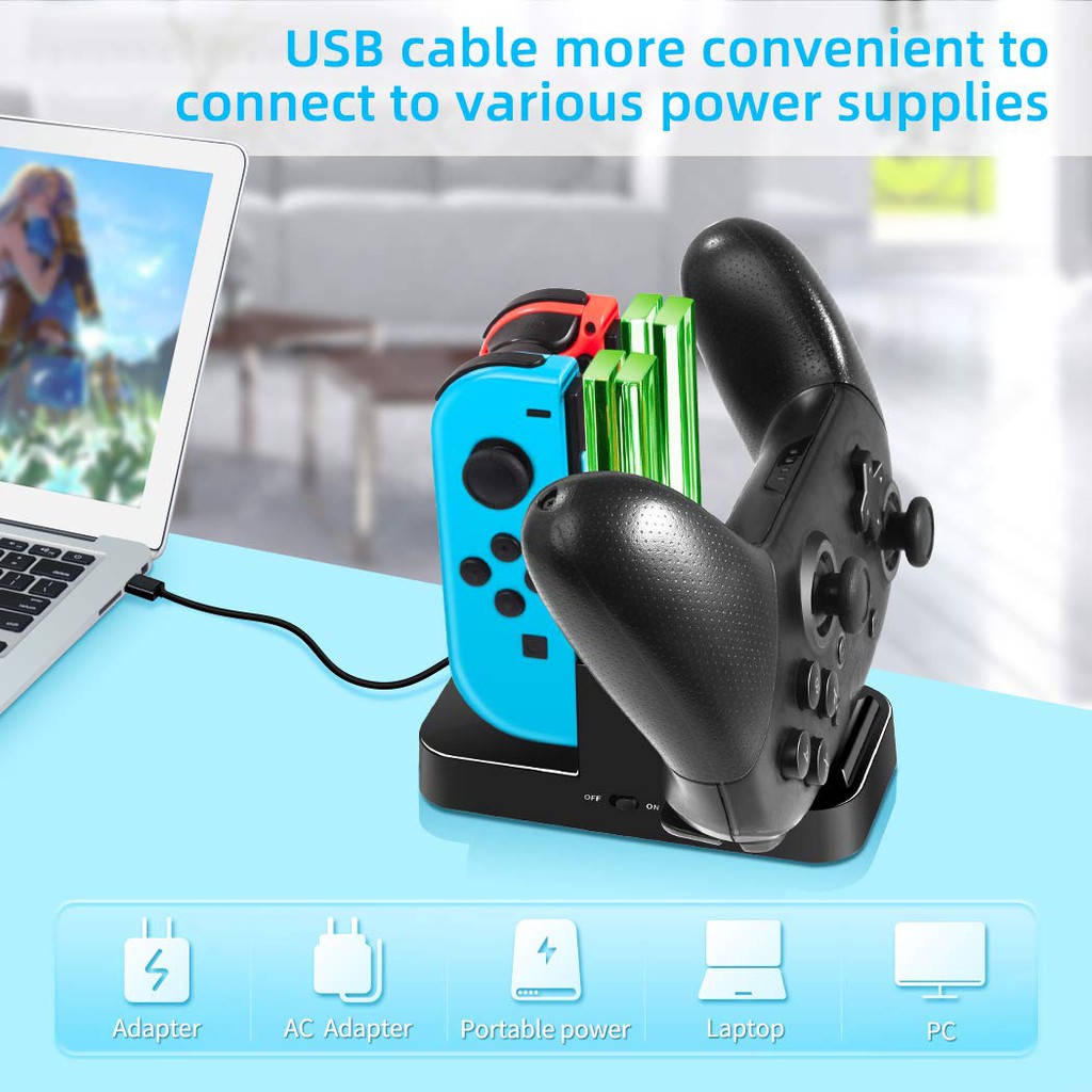 Dock sạc dobe cho tay joycon, pro Nintendo Switch dock sạc joycon Oled v1 v2 nintendo switch Pro Controller