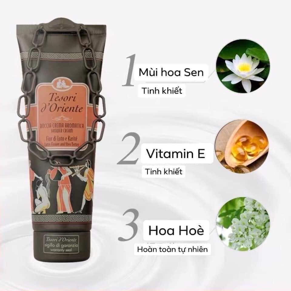 (HÀNG CHÍNH HÃNG) Sữa tắm nước hoa Tesori D' Oriente hoa sen ngọt ngào 250ml - ITALY