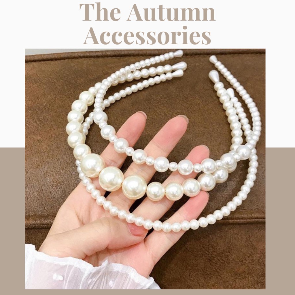 Bờm cài tóc đính ngọc trai nhân tạo đơn giản phong cách Hàn Quốc hot trend - The Autumn Accessories