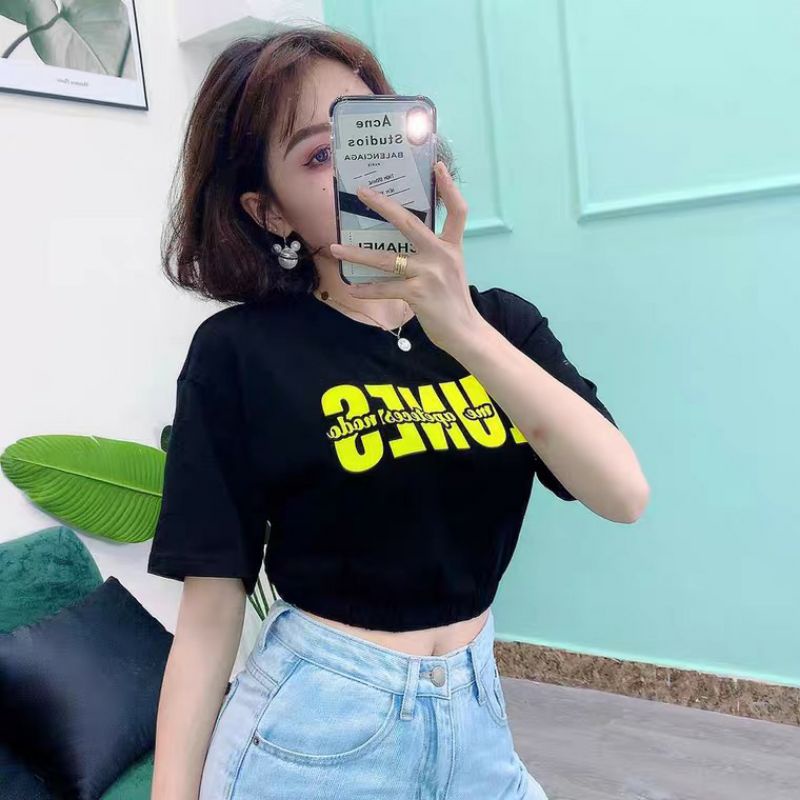 Áo croptop nữ tay lỡ , from rộng, freesize , thun cotton mềm mịn