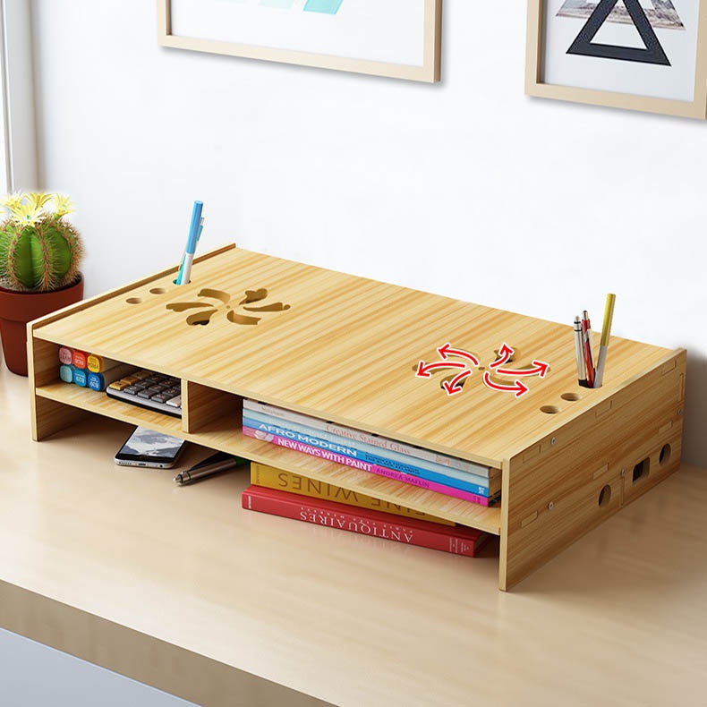 Kệ laptop kệ để màn hình kệ hồ sơ để bàn BIBOTOYKMT9-10 bằng gỗ cao cấp nhiều ngăn TIỆN LỢI 2 màu nâu sáng sang trọng