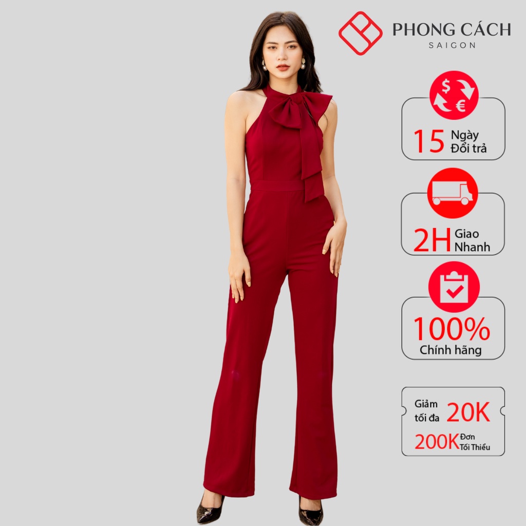 Jumpsuit yếm nơ cổ cao cấp - Phong Cách SAIGON