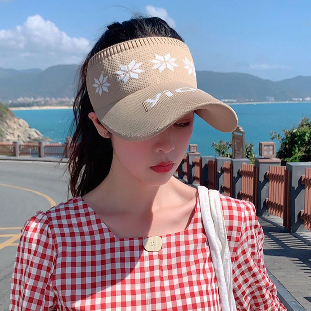 Mũ Lưỡi Trai Hở Chóp Chống Tia UV Họa Tiết Lá Cây Phong Cách Hàn Quốc