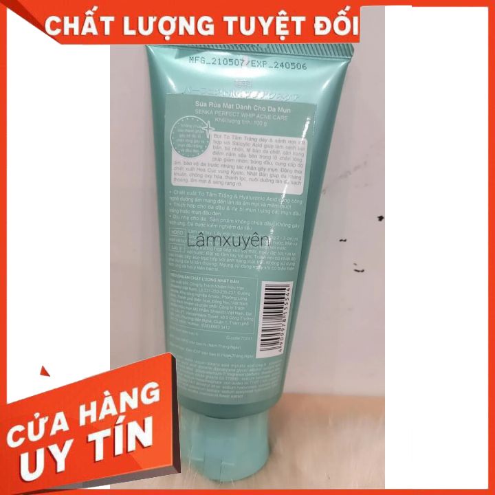 Sữa Rửa Mặt Senka Dành Cho Da Mụn 100g Perfect Whip Acne Care làm sạch bụi bẩn bã nhờn ngừa mụn giúp sáng da