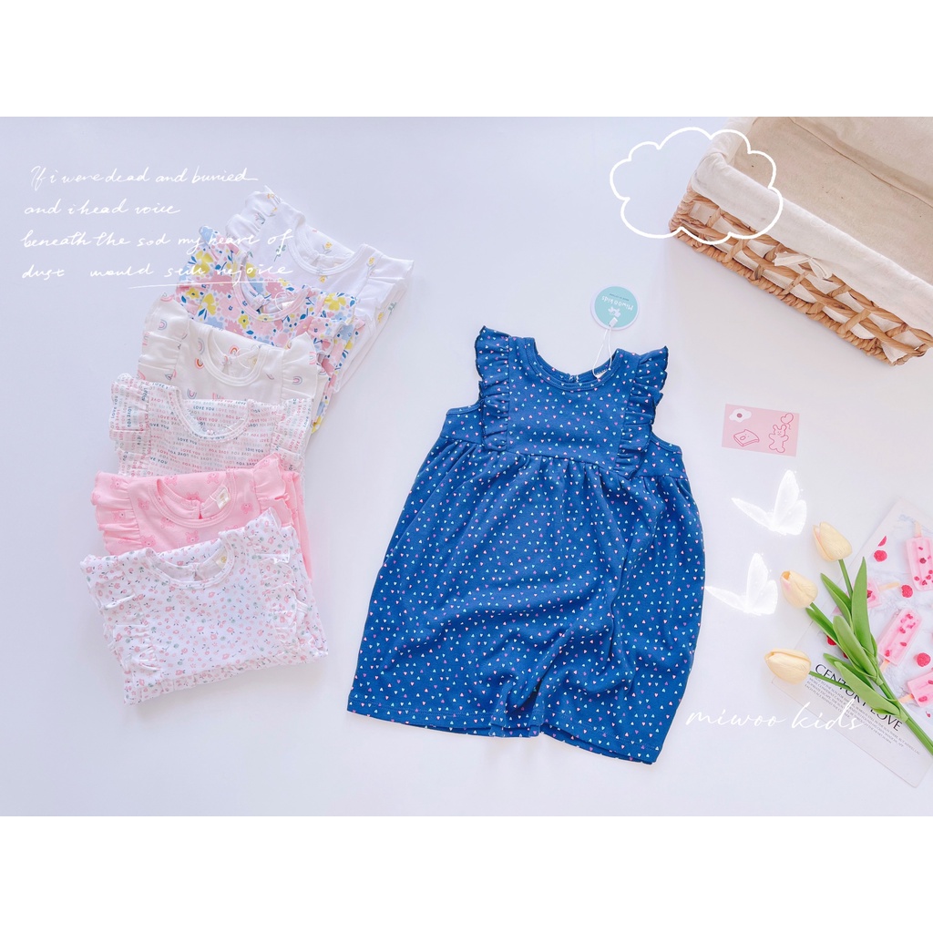 Váy MIWOO Cánh Tiên  ⚡FREESHIP⚡ Chất Cotton Bozip Cho Bé Gái Thoải Mái Thoáng Mát Ngày Hè
