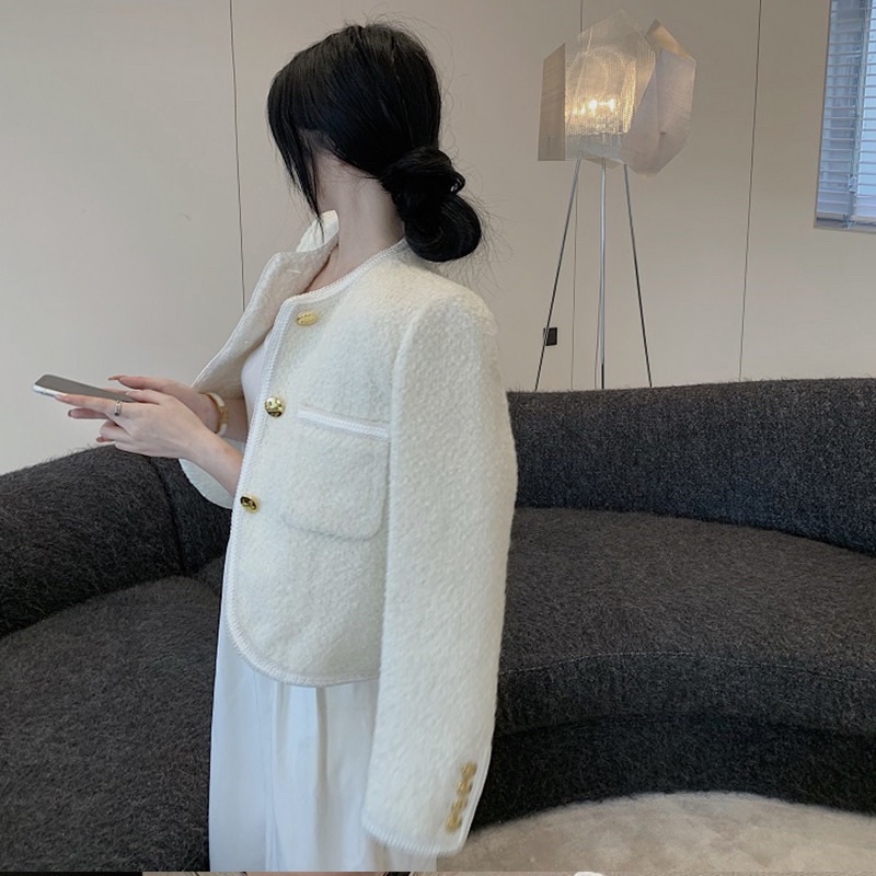 Áo tweed dạ ngắn