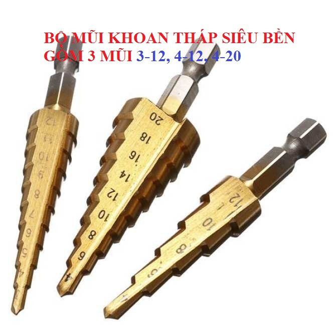 Bộ 3 Mũi Khoan Tháp