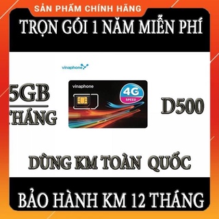 ANDYPHAMSHOP SIM VINAPHONE 4G D500 TRỌN GÓI 1 NĂM 5GB/THÁNG dùng cho điện thoại di động,máy tính bảng,wifi di động,dcom